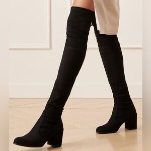 Stuart Weizmann tieland tall over knee black suede boots Sz 5.5